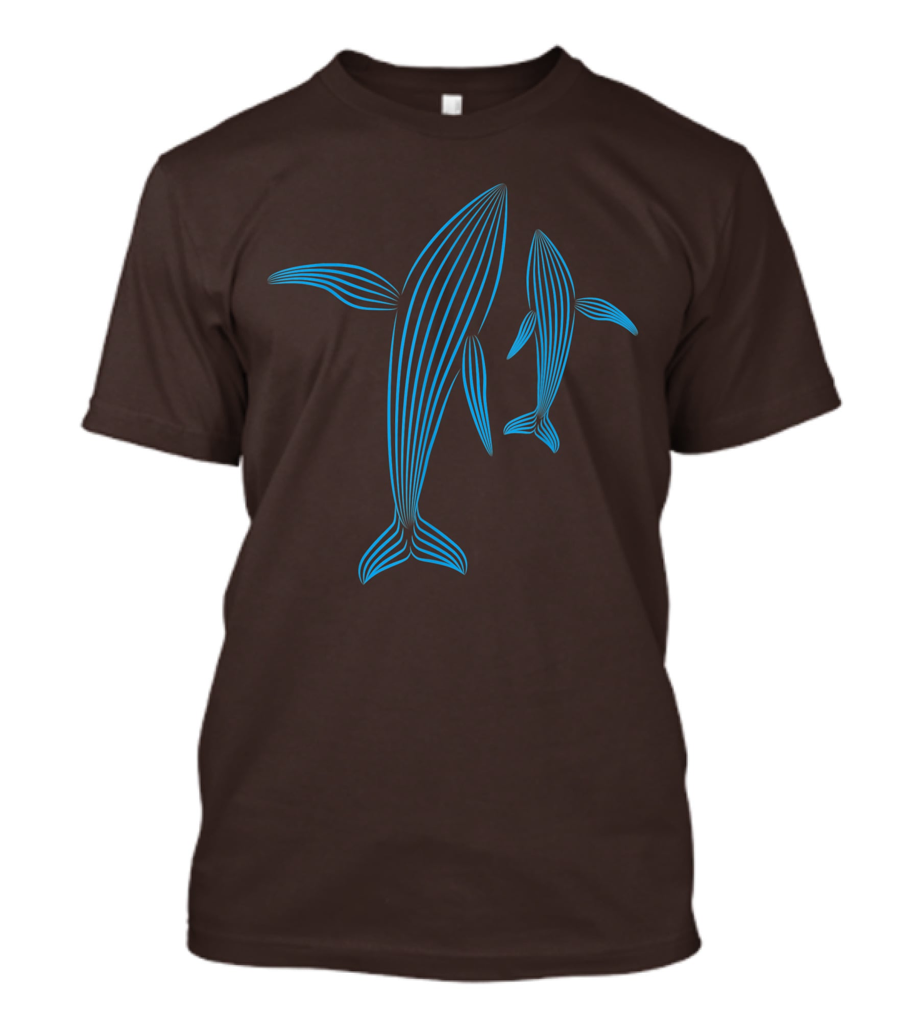 Save The Whales Blue Line Art Humpback Whale Pair Awareness T-Shirt