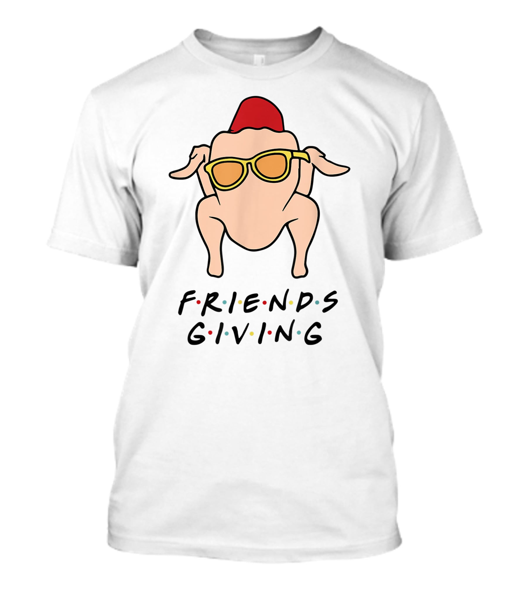 Friendsgiving Turkey With Sunglasses And Red Hat T-Shirt