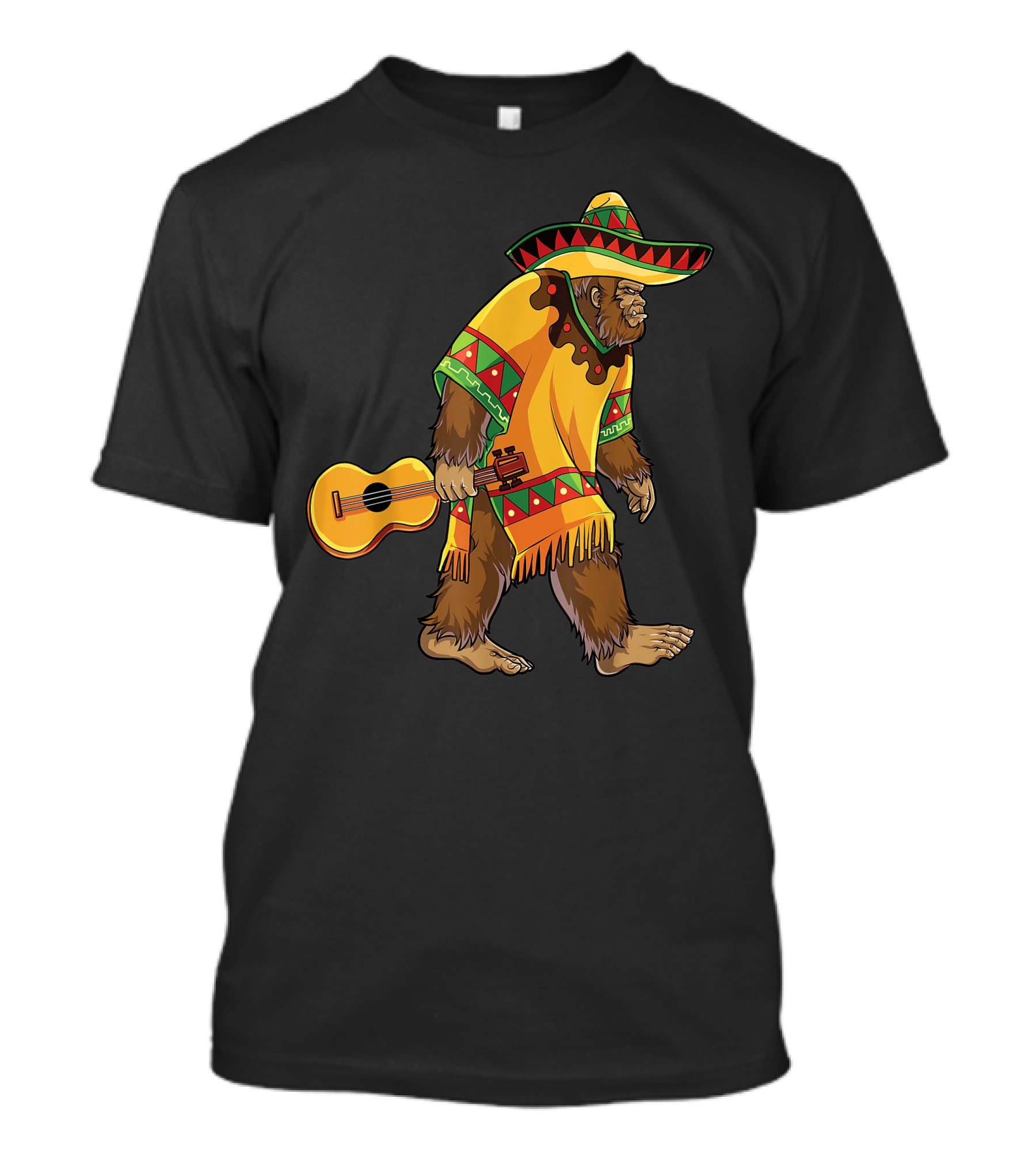 Bigfoot El Sasquatch Sombrero Guitar Cinco De Mayo Mexican T-Shirt