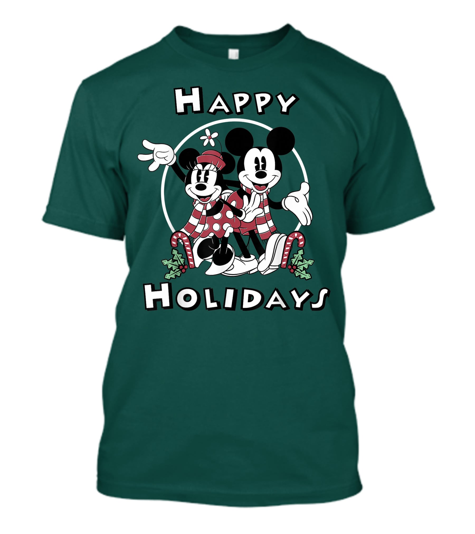 Disney Mickey And Minnie Mouse Happy Holidays Christmas Cheer T-Shirt
