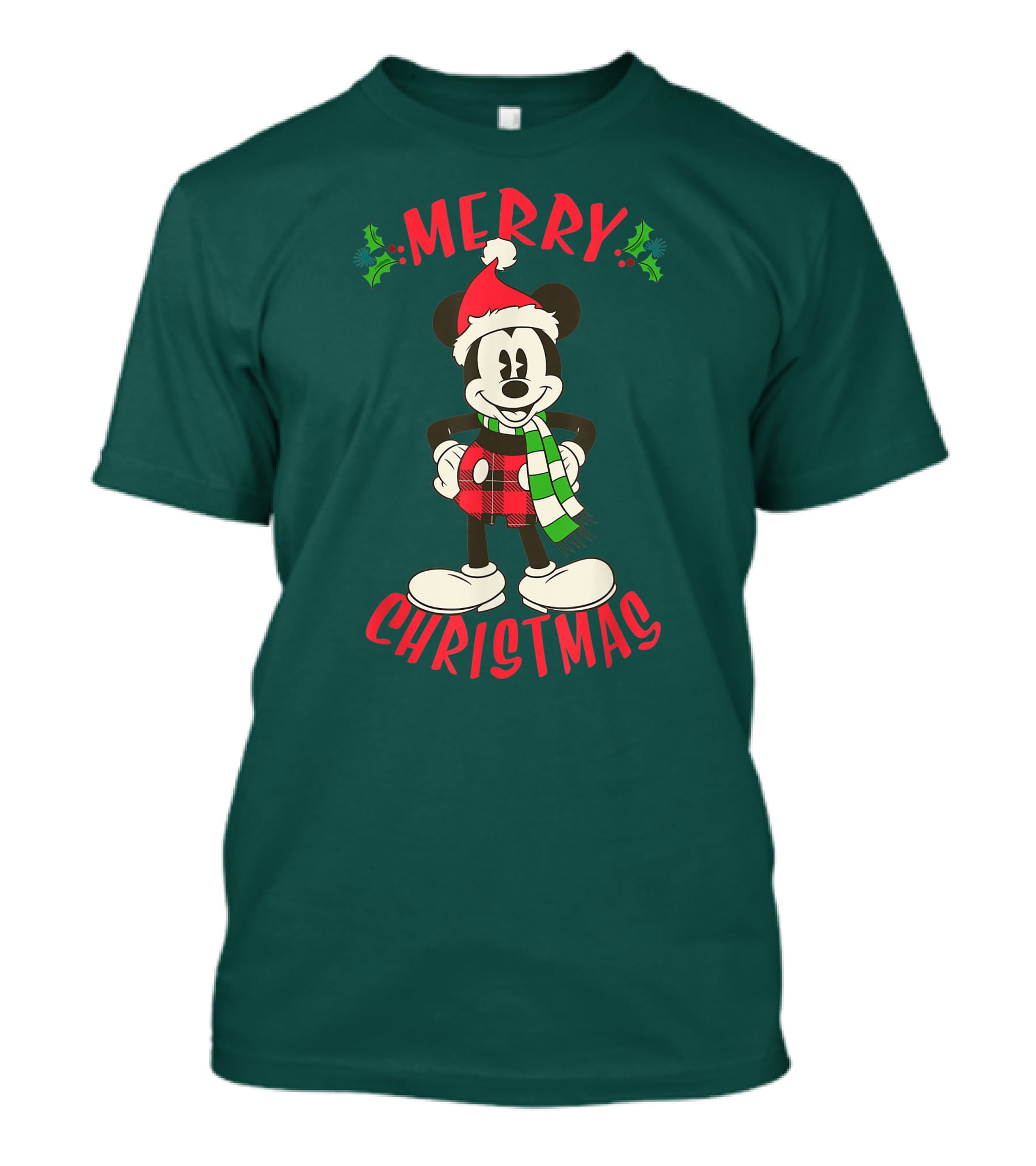 Disney Vintage Merry Christmas Mickey Mouse Holiday T-Shirt