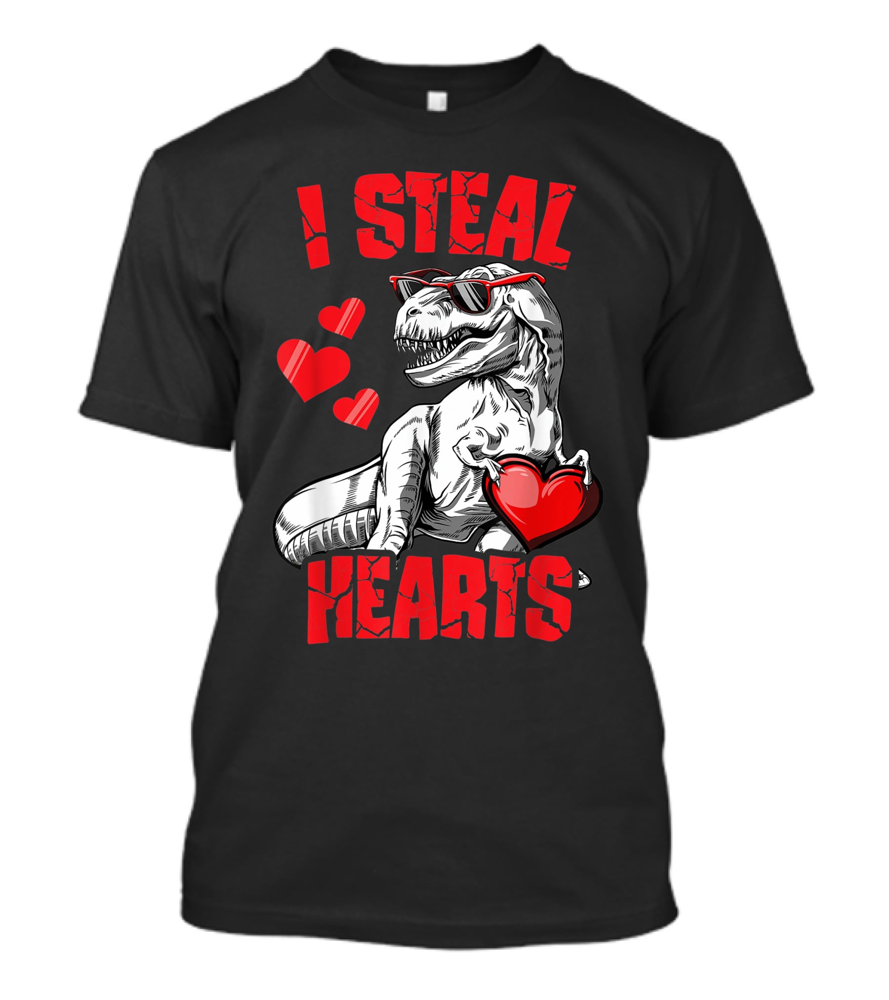 Valentines Day Kids Dinosaur T-Rex Lover I Steal Hearts T-Shirt