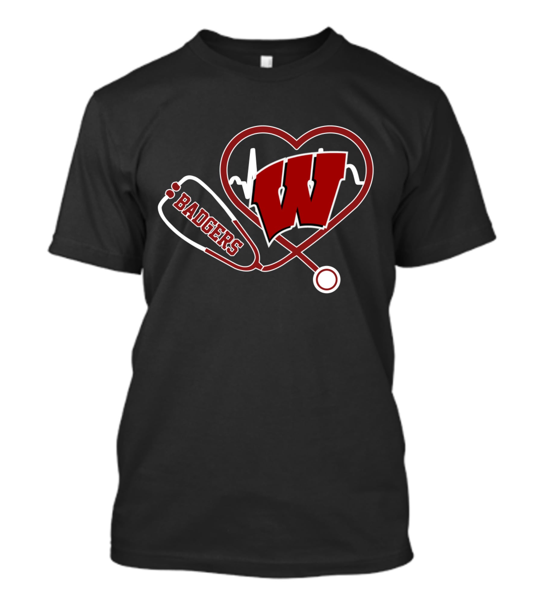 Wisconsin Badgers Stethoscope Heartbeat T-Shirt