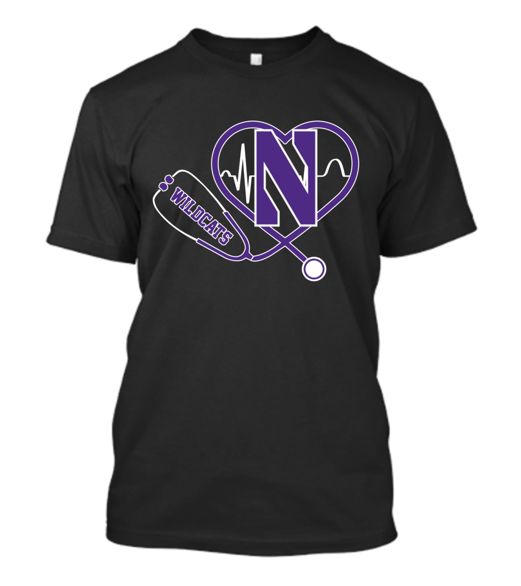 Northwestern Wildcats Stethoscope Heartbeat N T-Shirt