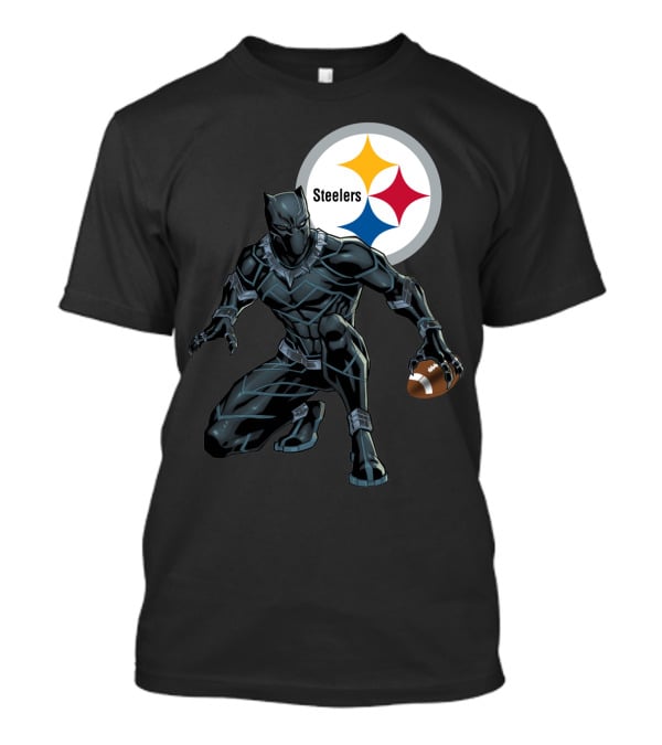 Pittsburgh Steelers Black Panther Football Crossover T-Shirt