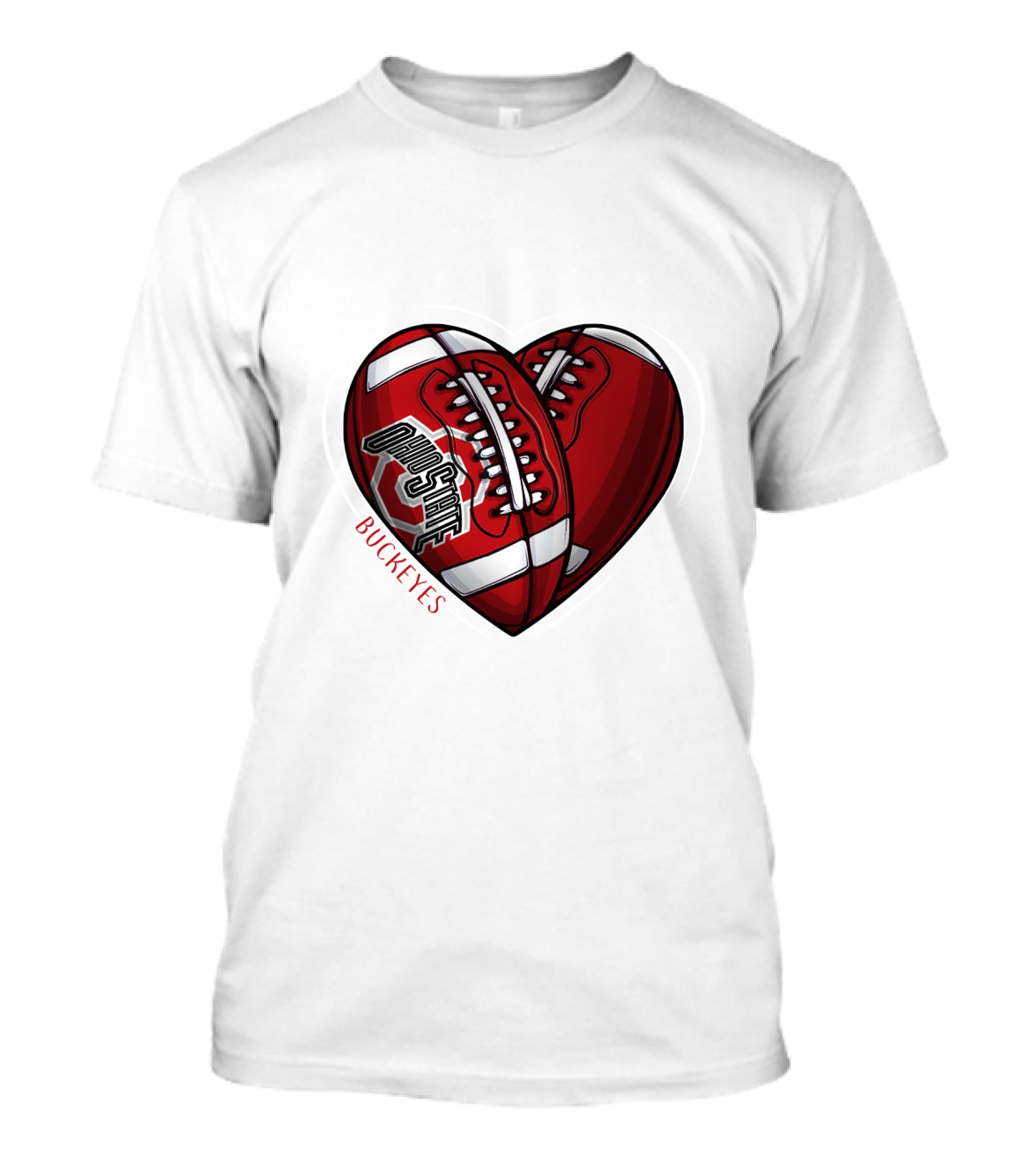 Ohio State Buckeyes Heart Football NCAA DH 90 T-Shirt