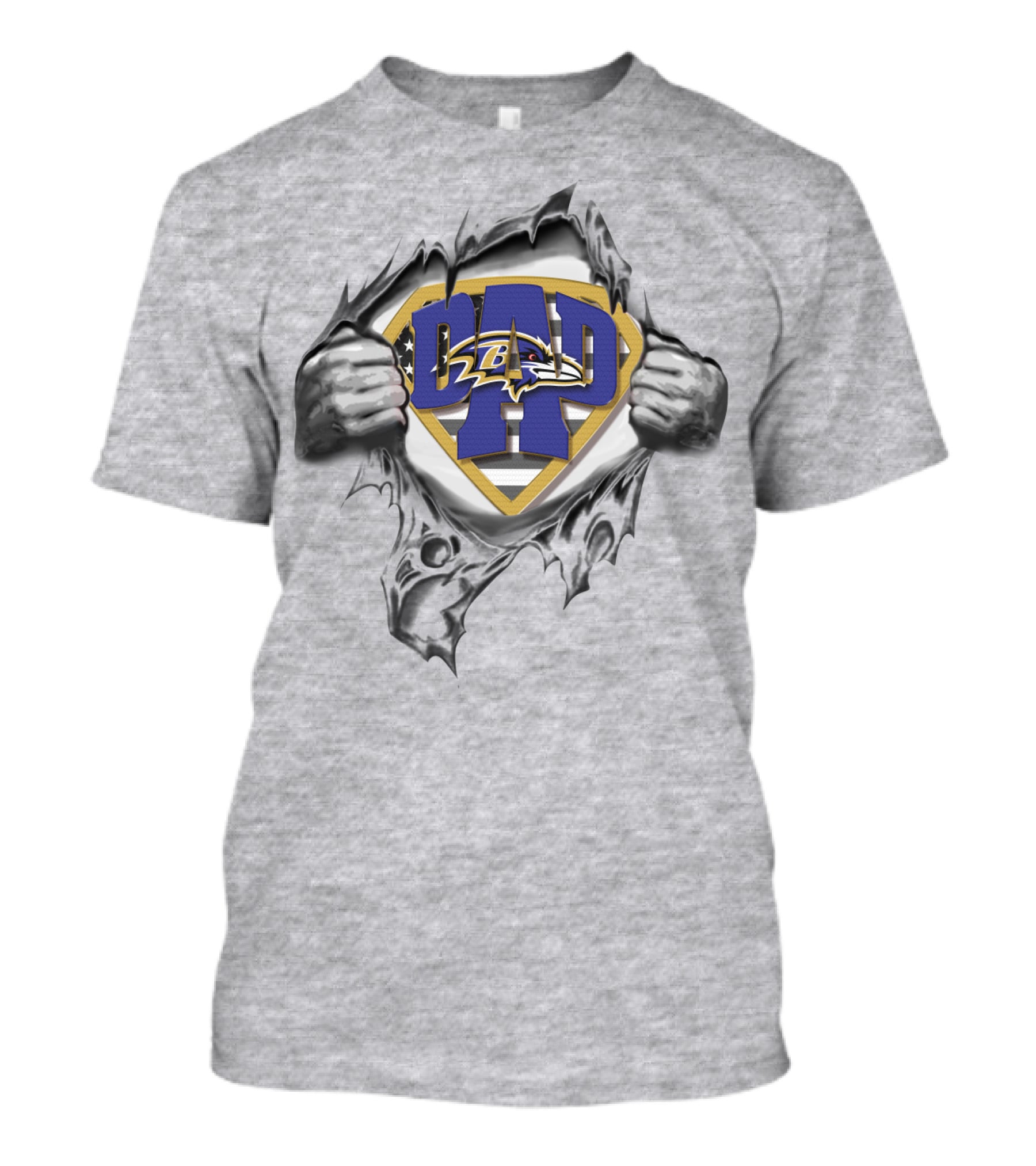 Superdad Baltimore Ravens Logo In Superhero T-Shirt
