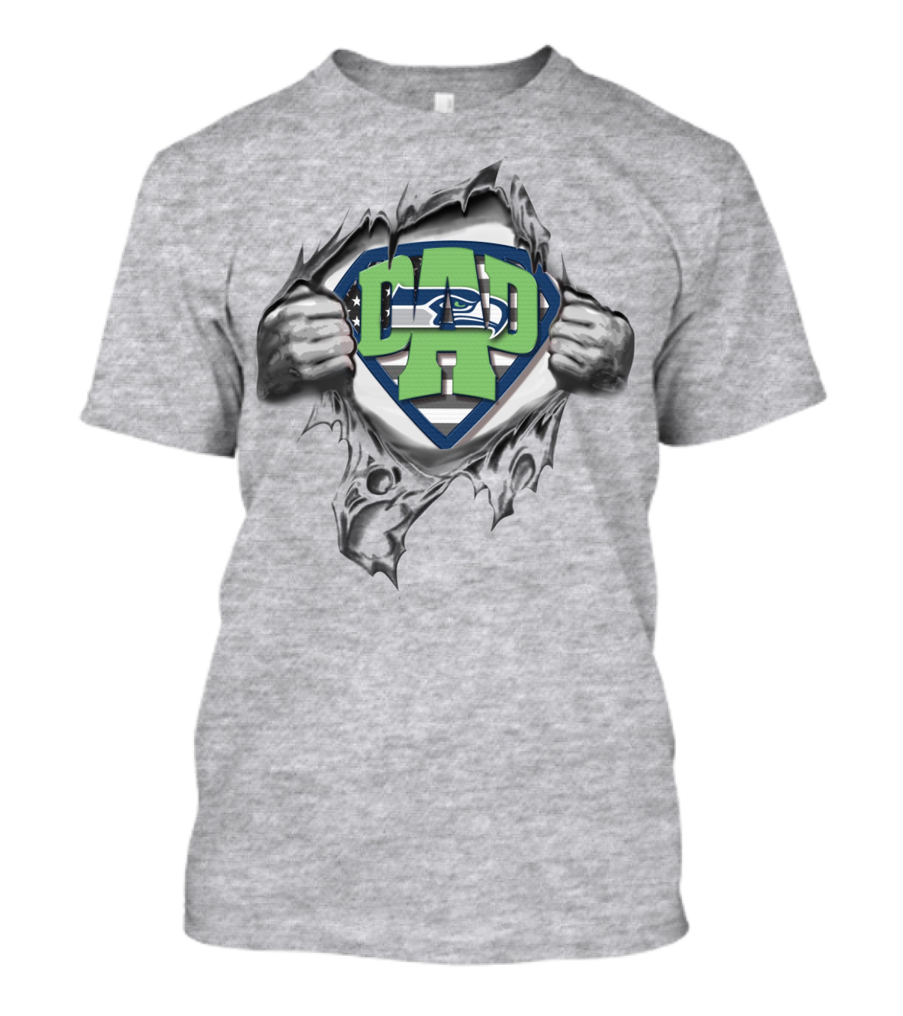 Seattle Seahawks Superdad Logo Rip Superman T-Shirt
