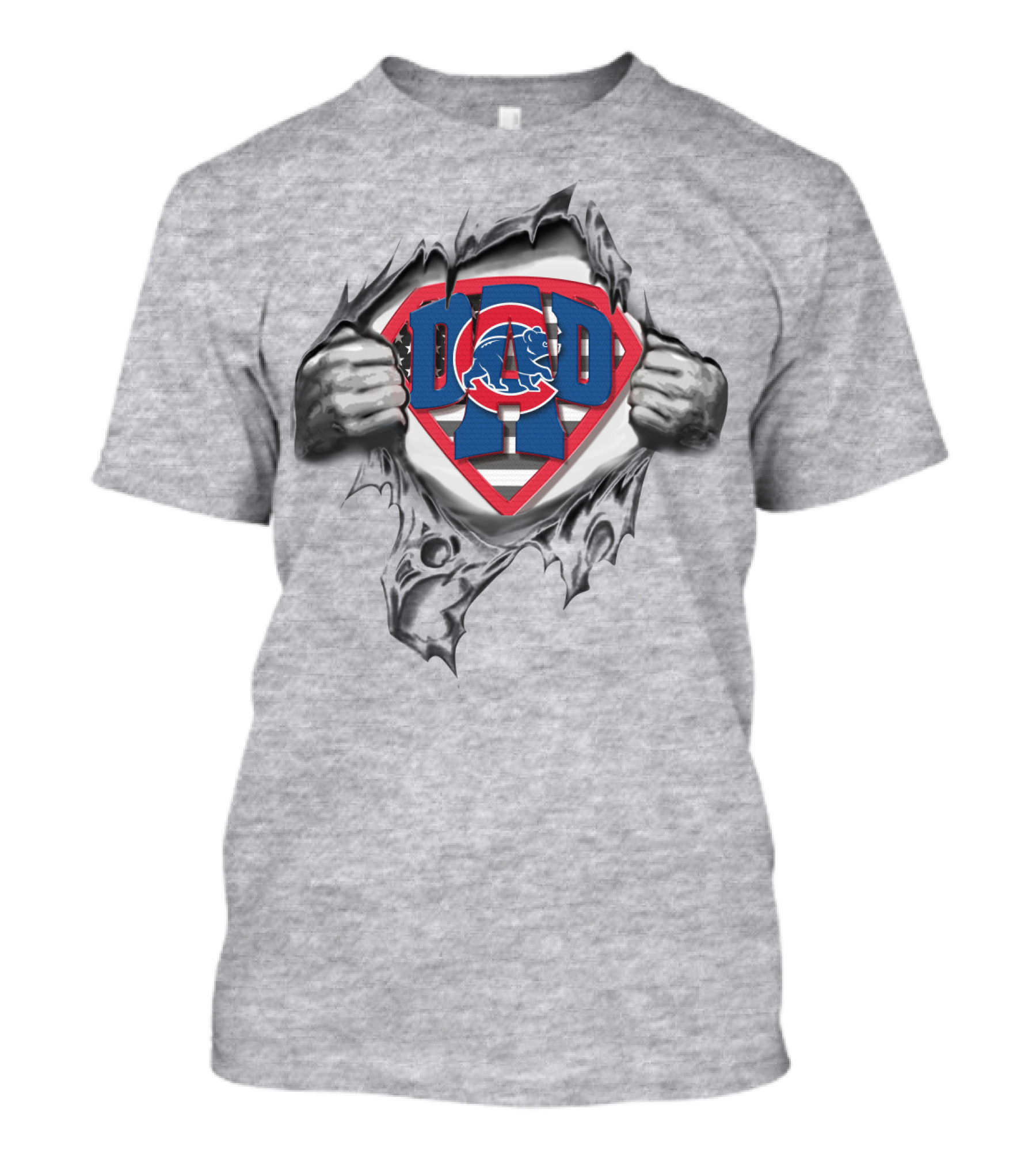 SUPERDAD Chicago Cubs Logo Inside Ripped Chest T-Shirt