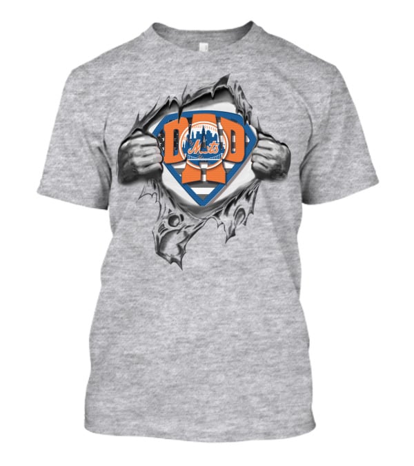 SUPERDAD METS Dad Shield Logo Superman Style NYC Baseball T-Shirt