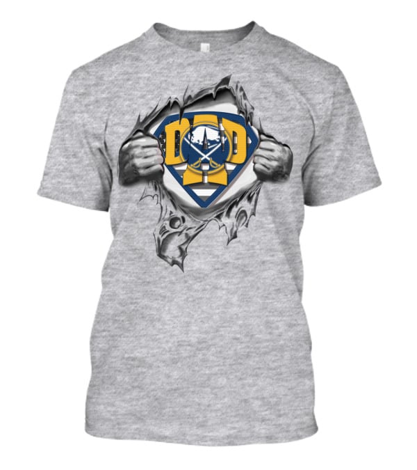 SUPERDAD Buffalo Sabres Logo Comic Ripped Shield T-Shirt
