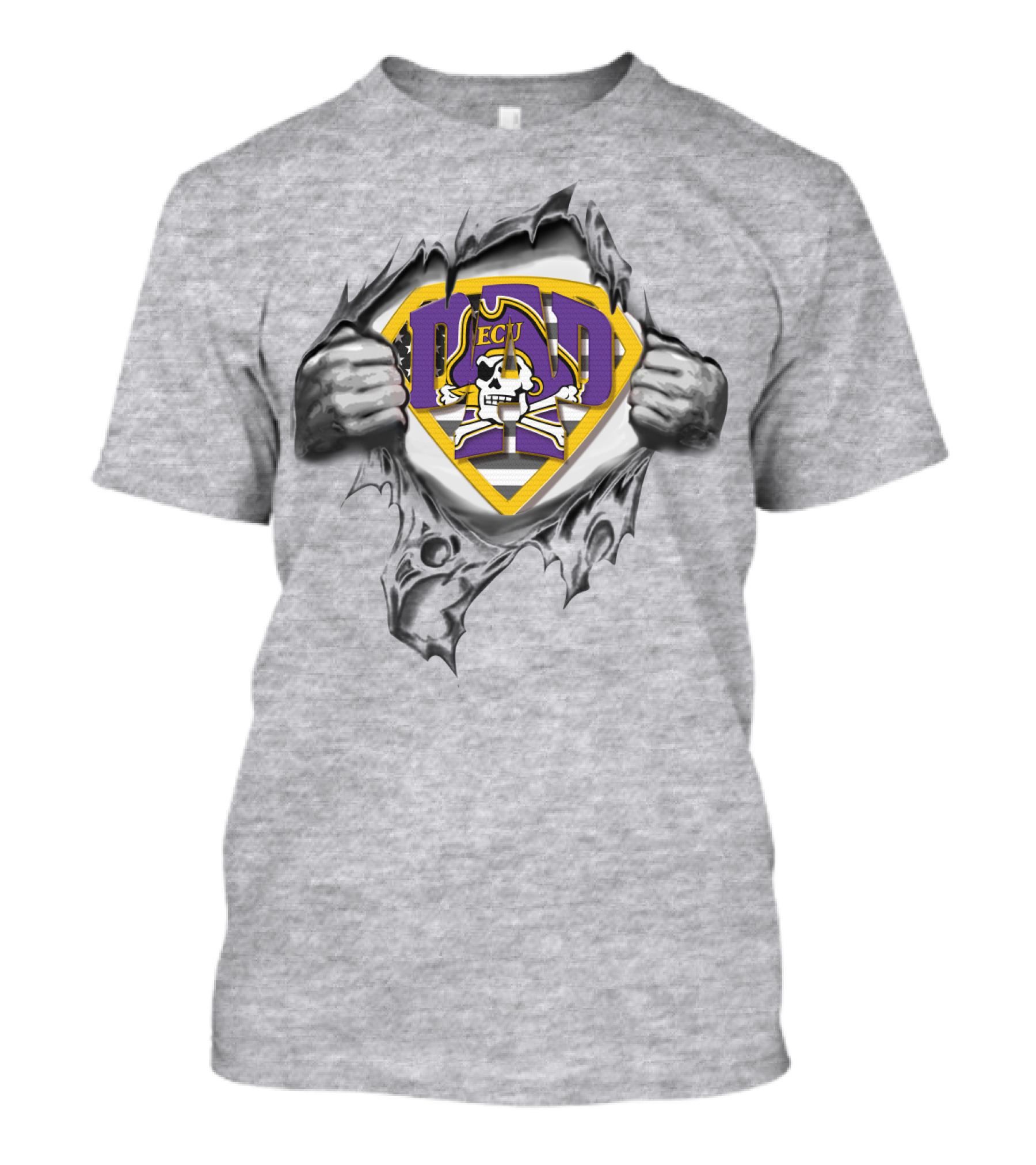 East Carolina Pirates Superdad ECU Skull Logo Hero T-Shirt