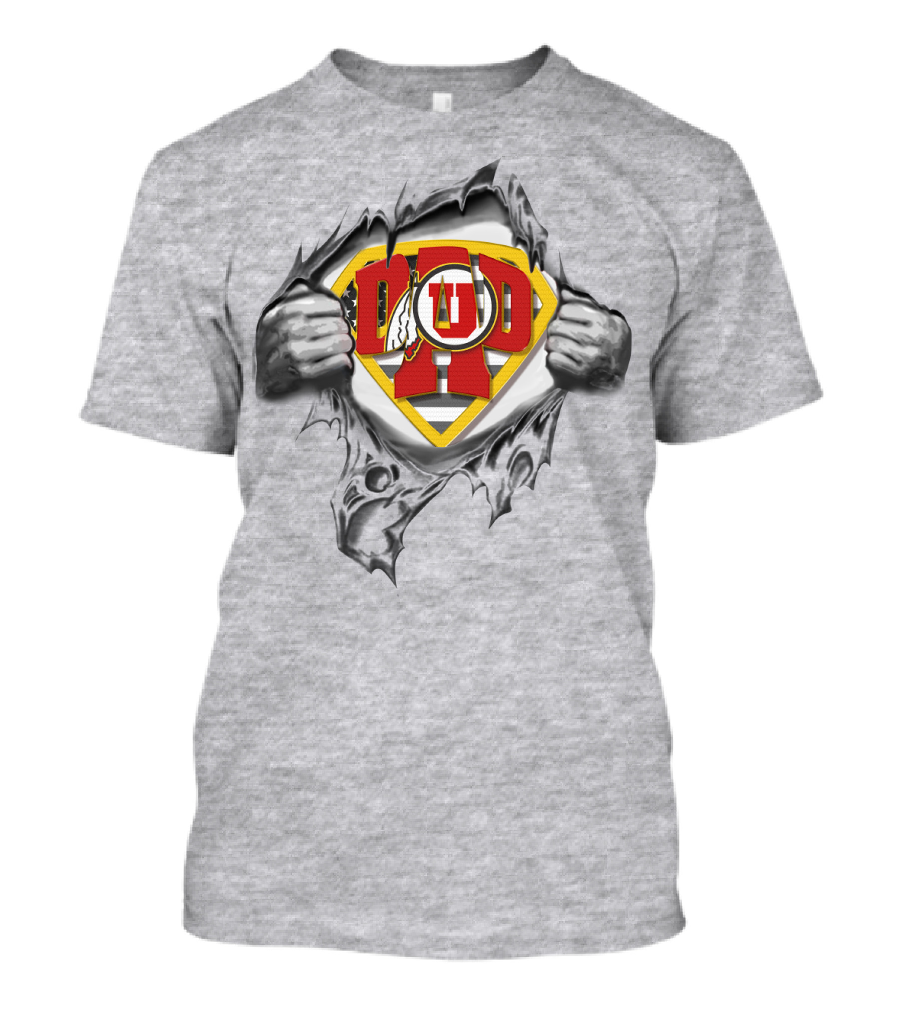 SUPERDAD UTAH UTES LOGO TORN CHEST T-Shirt