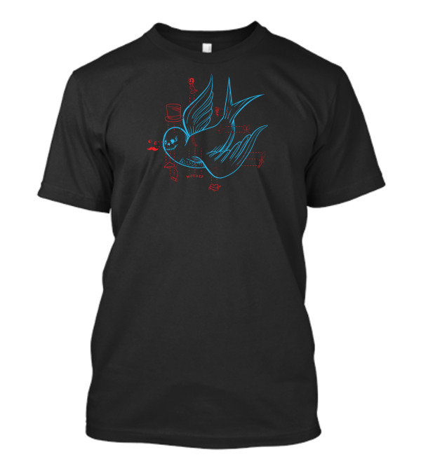 Classy Sparrow Mother Diagram With Top Hat And Mustache Elements T-Shirt
