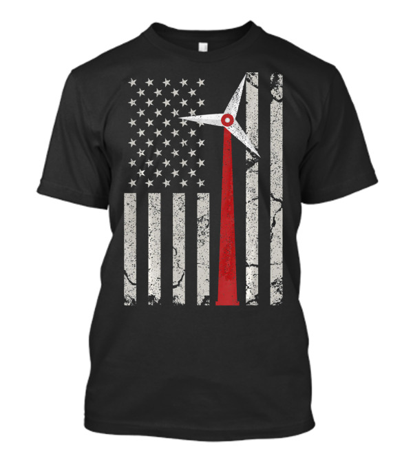 American Flag Engineer Wind Turbine T-Shirt