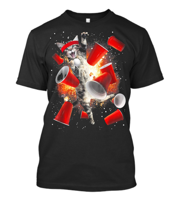 Cat Pong Party Cups Explosion T-Shirt