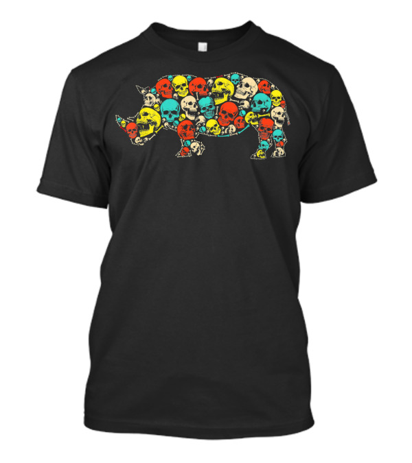 Funny Rhinoceros Skull Pattern Rhino Lover Skele T-Shirt