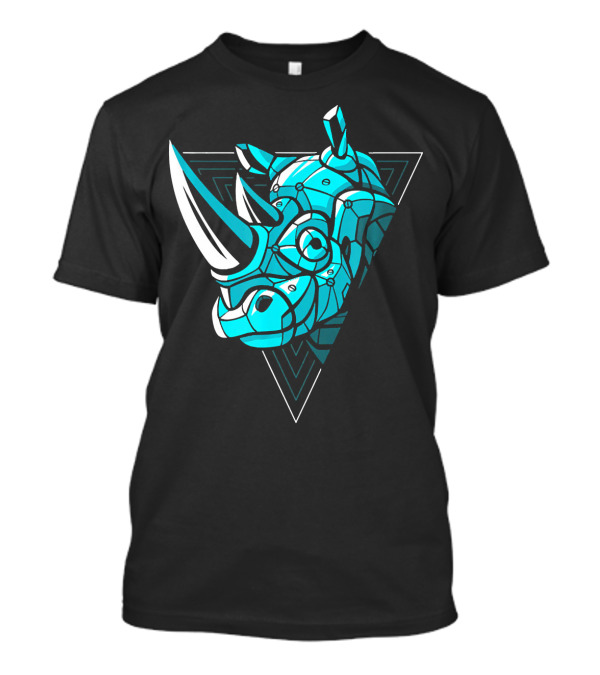 Cyber Rhino Punk Futuristic Geometric Triangle T-Shirt