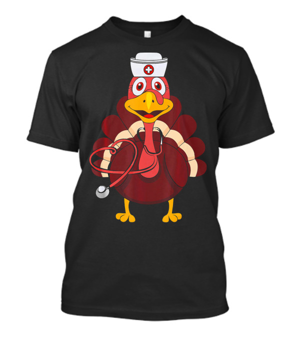 Nurse RN LVN Thanksgiving Turkey With Stethoscope And Nurse Hat T-Shirt