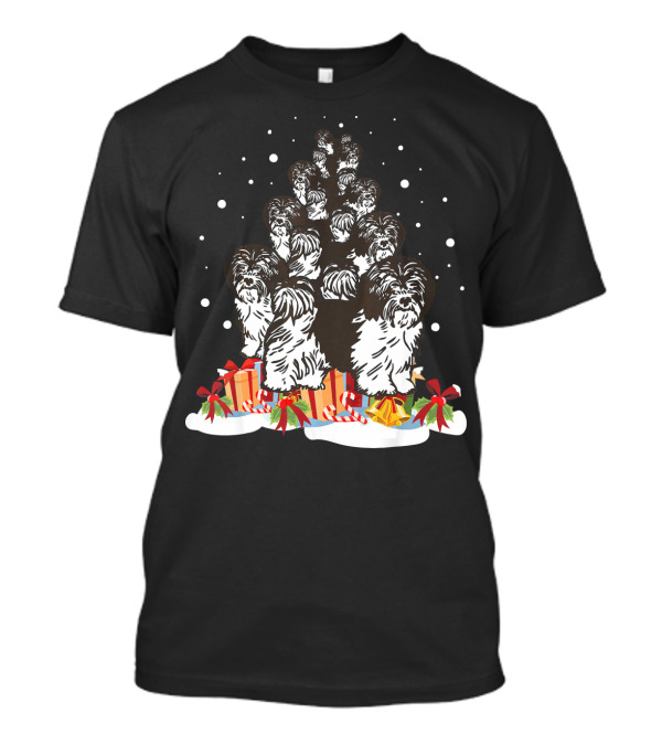 Havanese Christmas Tree Merry With Snowflakes And Gift Boxes T-Shirt