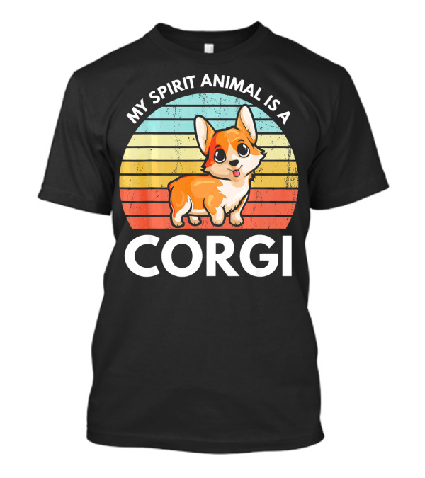My Spirit Animal Is A Corgi Retro Style Dog Lover Fan T-Shirt