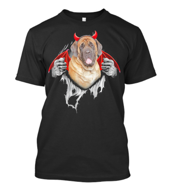 Funny English Mastiff Dog Dracula With Devil Horns And Vampire Wings T-Shirt