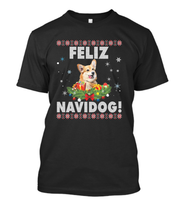 Feliz Navidog Corgi Dog Christmas UglySan T-Shirt