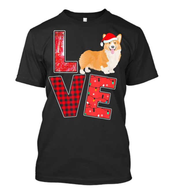 Love Christmas Corgi Funny Dog Santa Hat T-Shirt