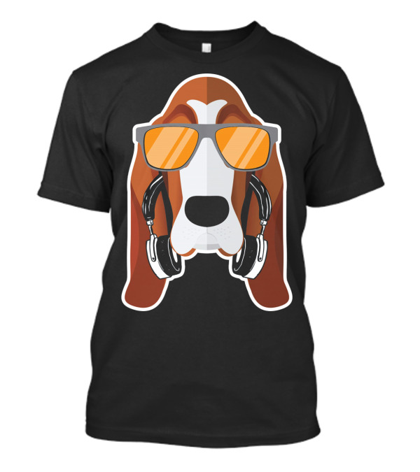 DJ Basset Hound With Headphones And Sunglasses Long Sleeve T-Shirt
