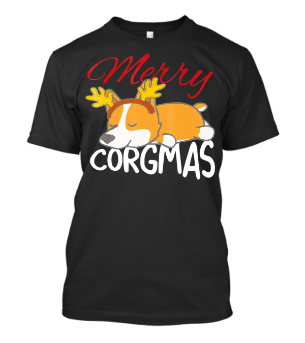 Merry Corgmas Christmas Corgi With Antlers T-Shirt