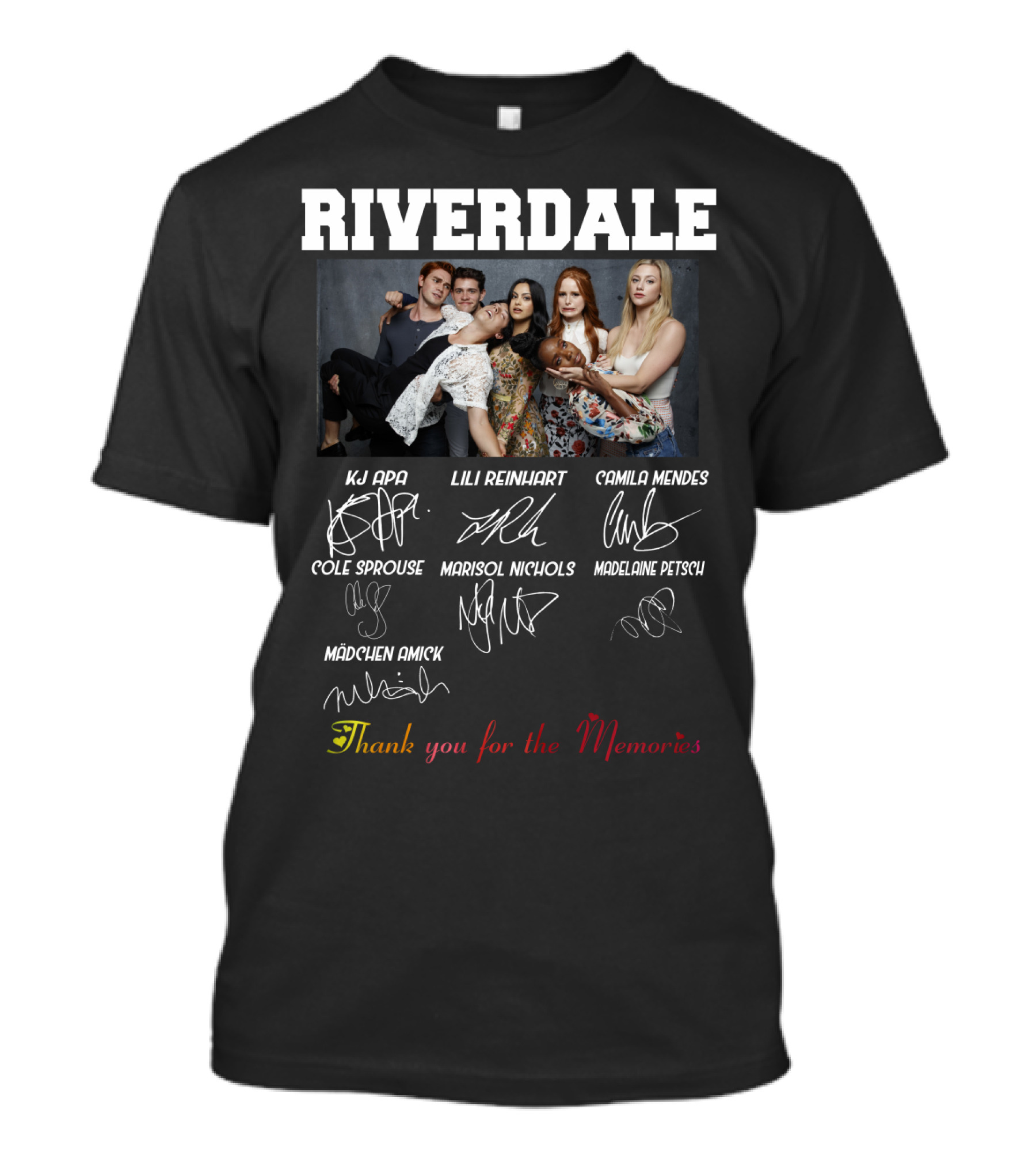 Riverdale KJ Apa Lili Reinhart Camila Mendes Cole Sprouse Marisol Nichols Madelaine Petsch Mädchen Amick Thank You For The Memories T-Shirt