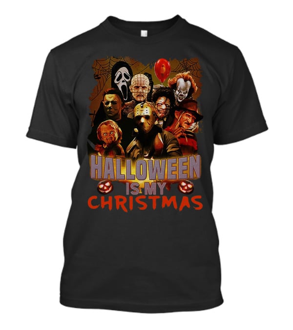 Horror Icons Halloween Is My Christmas Freddy Jason Pennywise Ghostface Pinhead Chucky T-Shirt