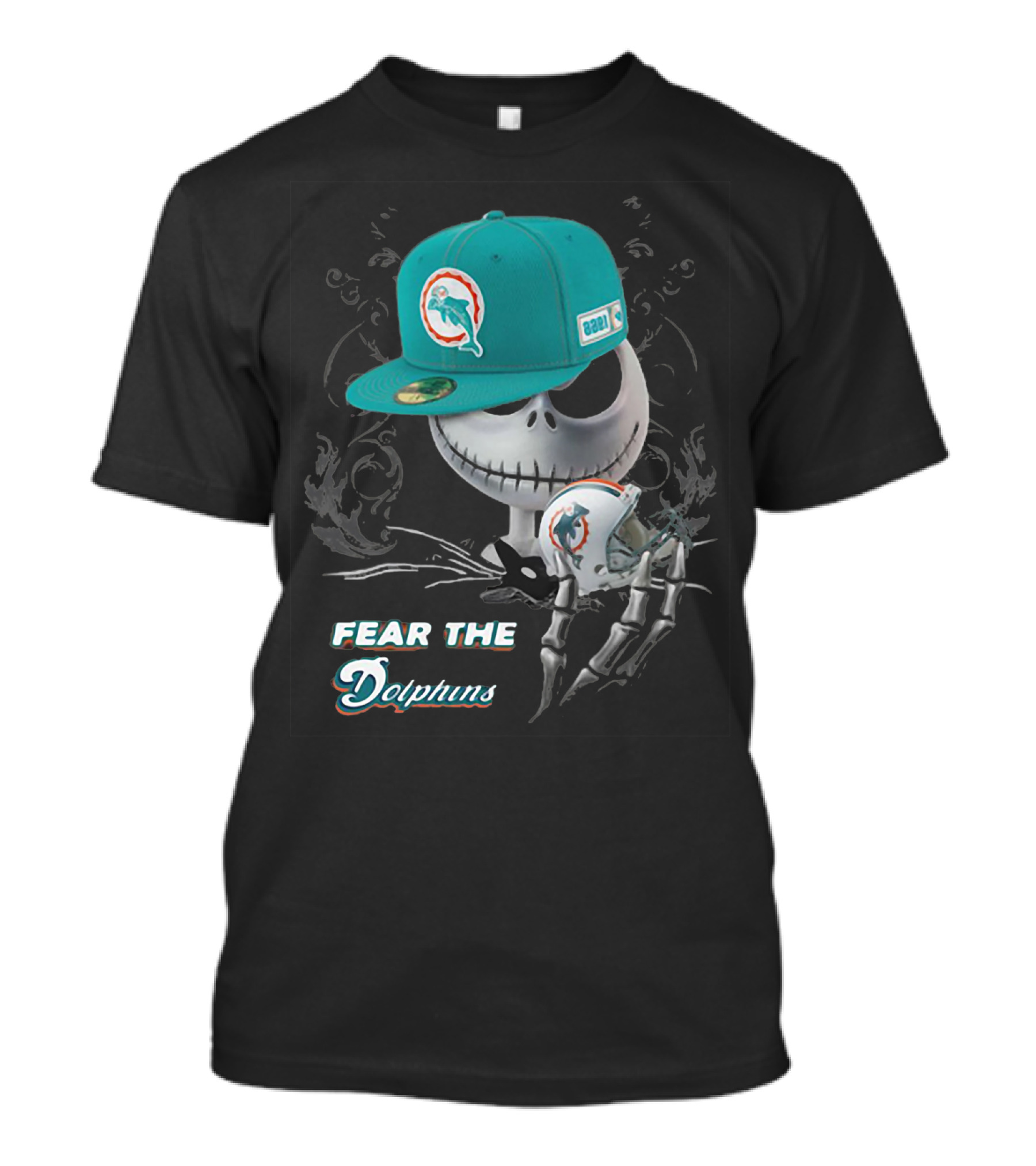Fear The Dolphins Jack Skellington Miami Dolphins T-Shirt