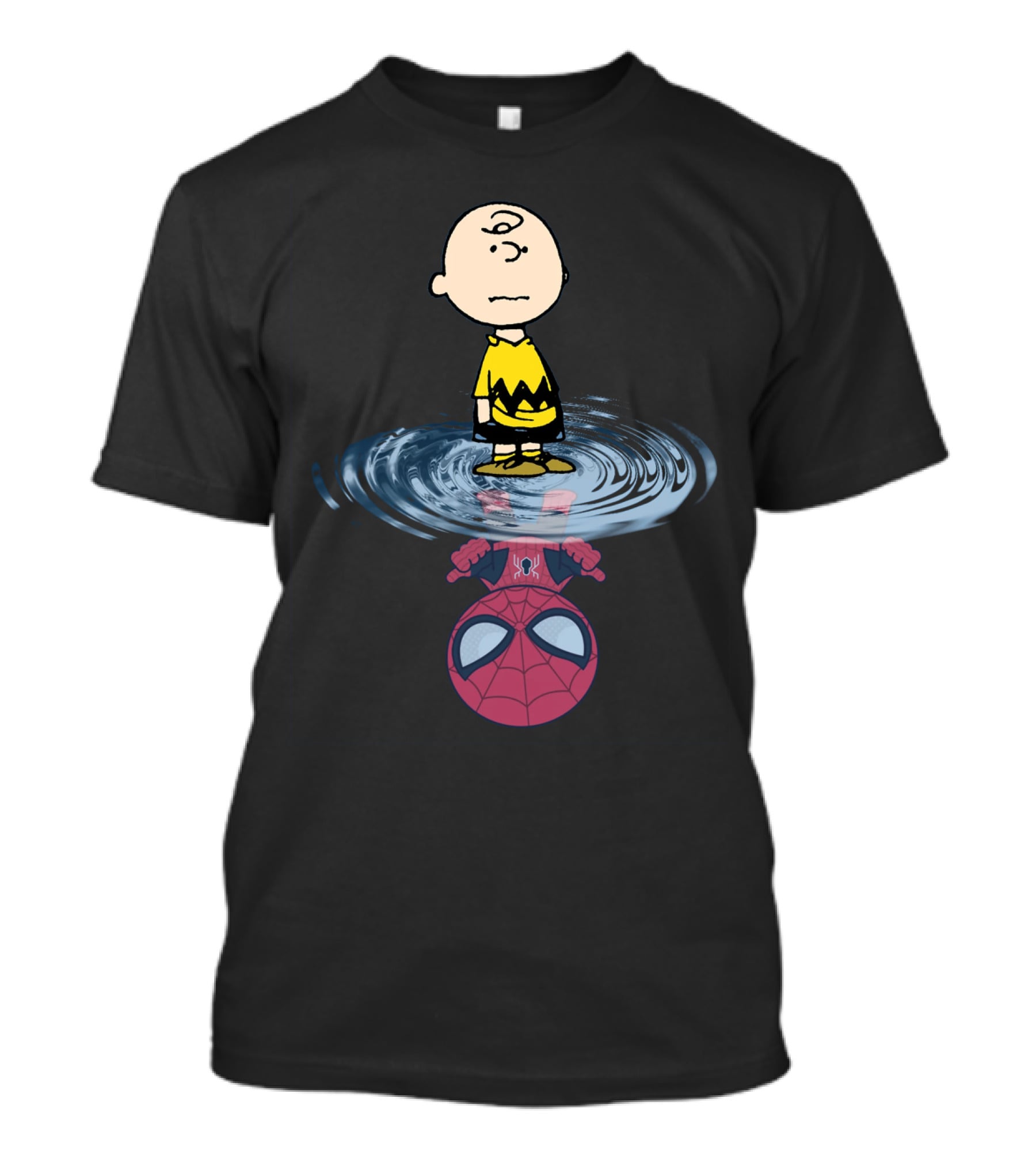 Charlie Brown Standing Over Spider-Man Reflection T-Shirt