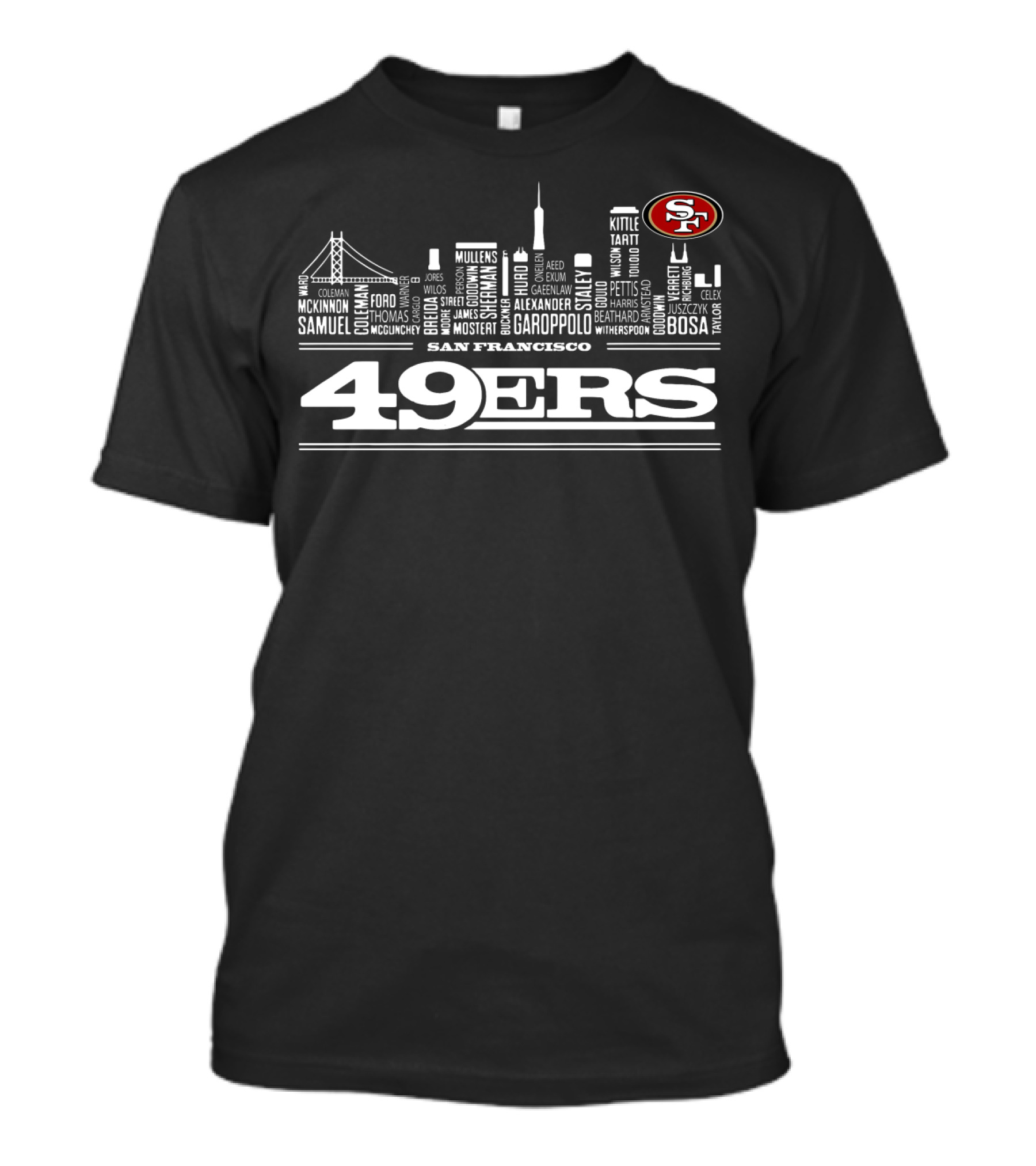 San Francisco 49ers Cityscape Player Names Team T-Shirt