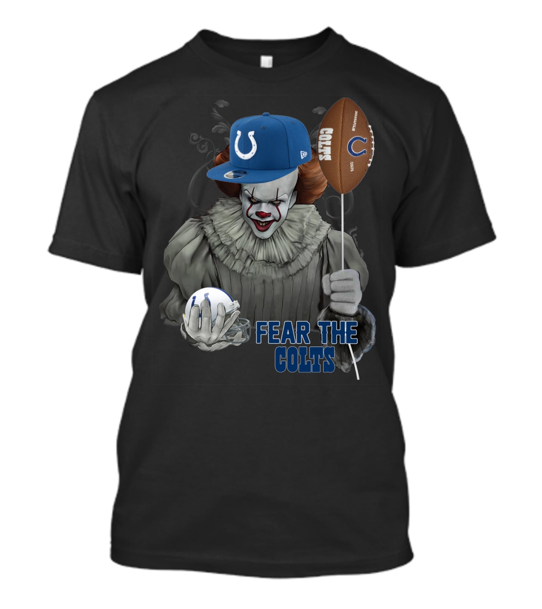 Pennywise Holding Football And Balloon In Indianapolis Colts Gear Fear The Colts T-Shirt