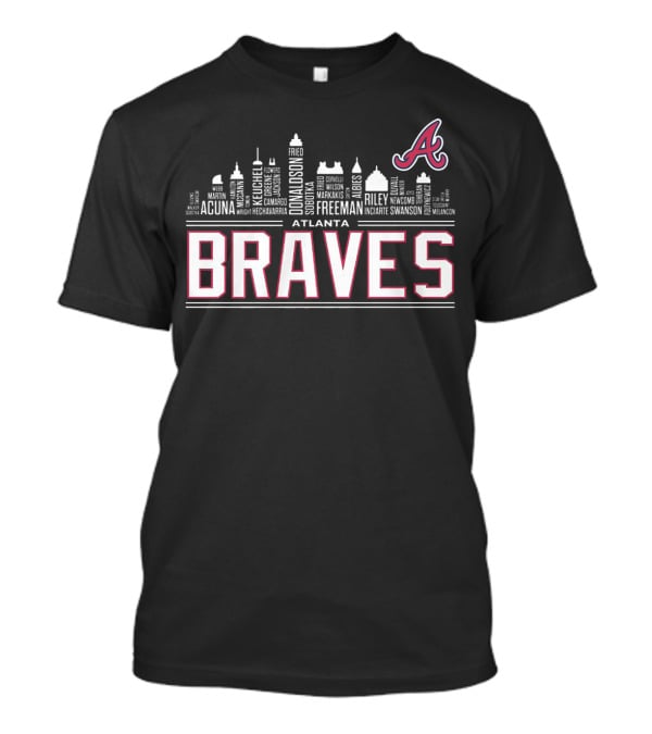 Atlanta Braves City Skyline Player Names T-Shirt