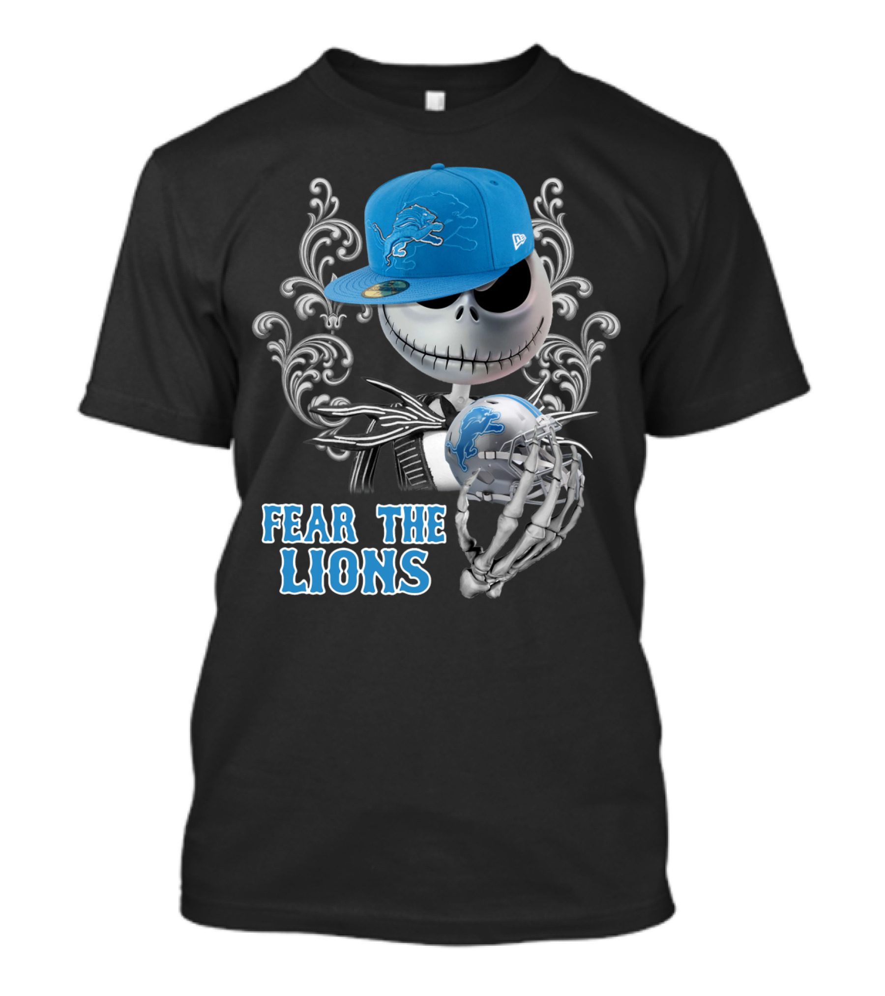 Jack Skellington Detroit Lions Football Crossover Fear The Lions T-Shirt