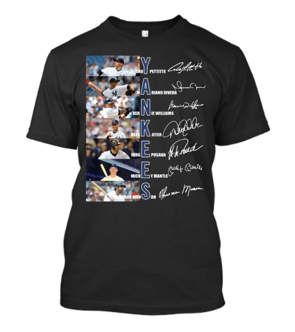 Yankees Andy Pettitte Mariano Rivera Bernie Williams Derek Jeter Jorge Posada Mickey Mantle Thurman Munson T-Shirt