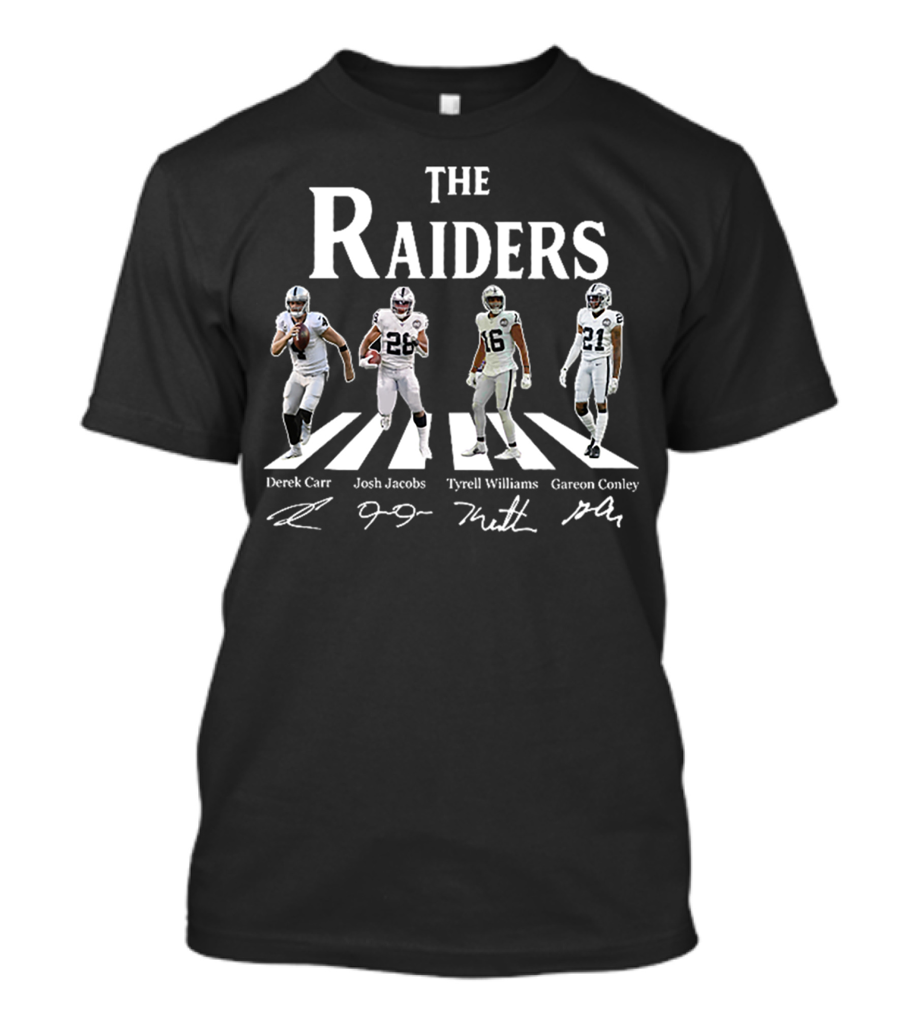 The Raiders Derek Carr Josh Jacobs Tyrell Williams Gareon Conley Abbey RoadIllustration T-Shirt