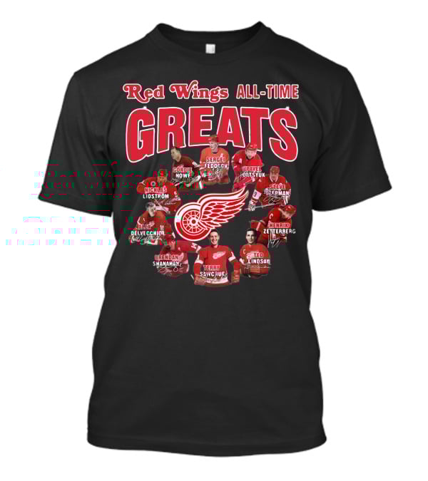 Red Wings All-Time Greats Legends Hockey Players T-Shirt