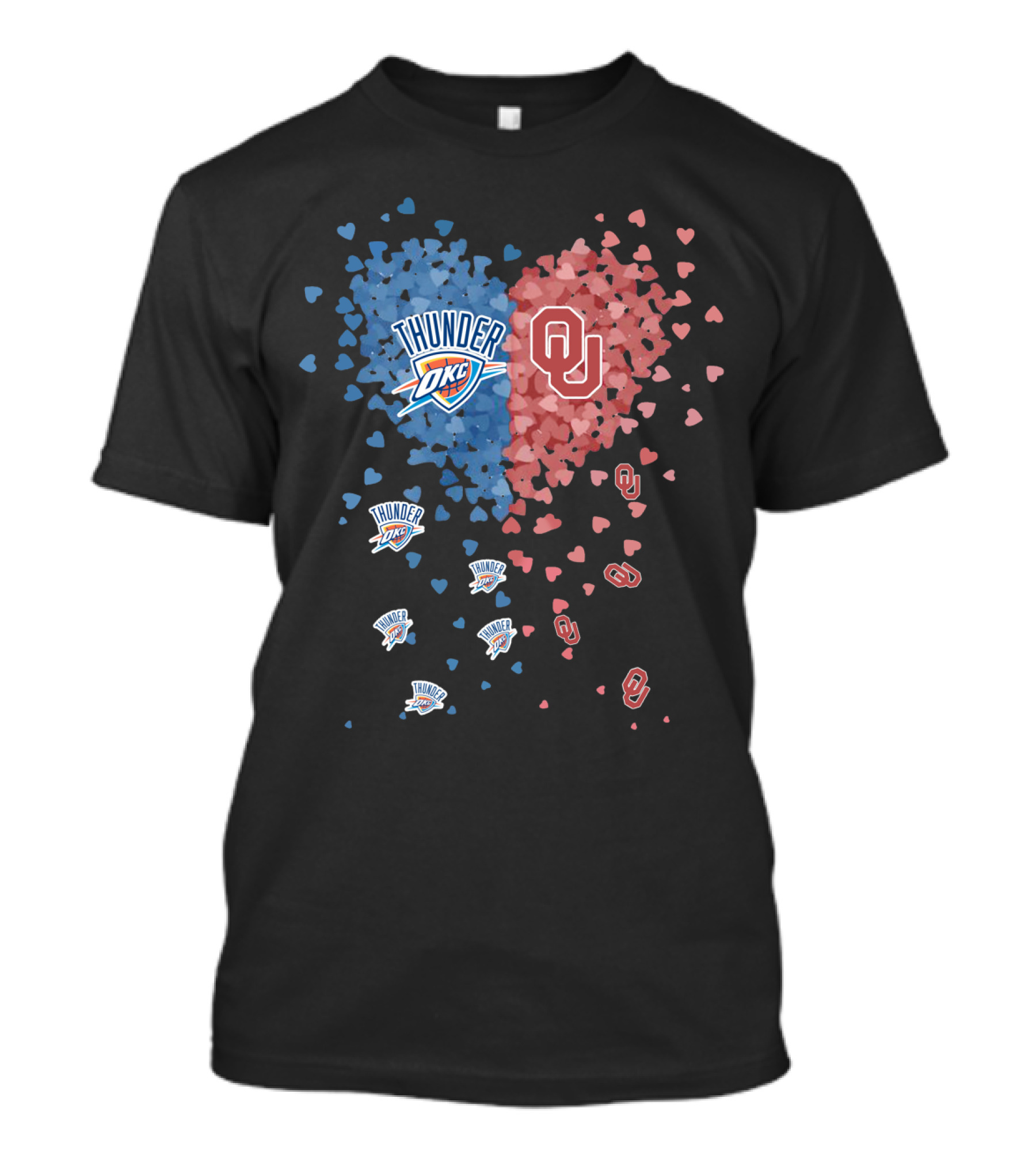 OKLAHOMA CITY THUNDER OKC UNIVERSITY OF OKLAHOMA HEART SHAPES T-Shirt