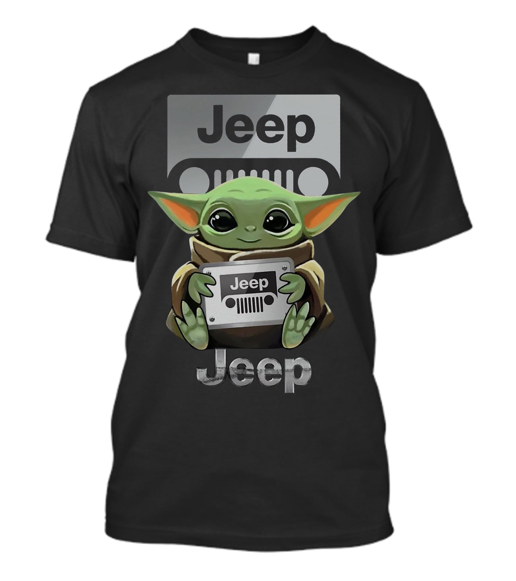 Baby Yoda Jeep Hugging Emblem T-Shirt