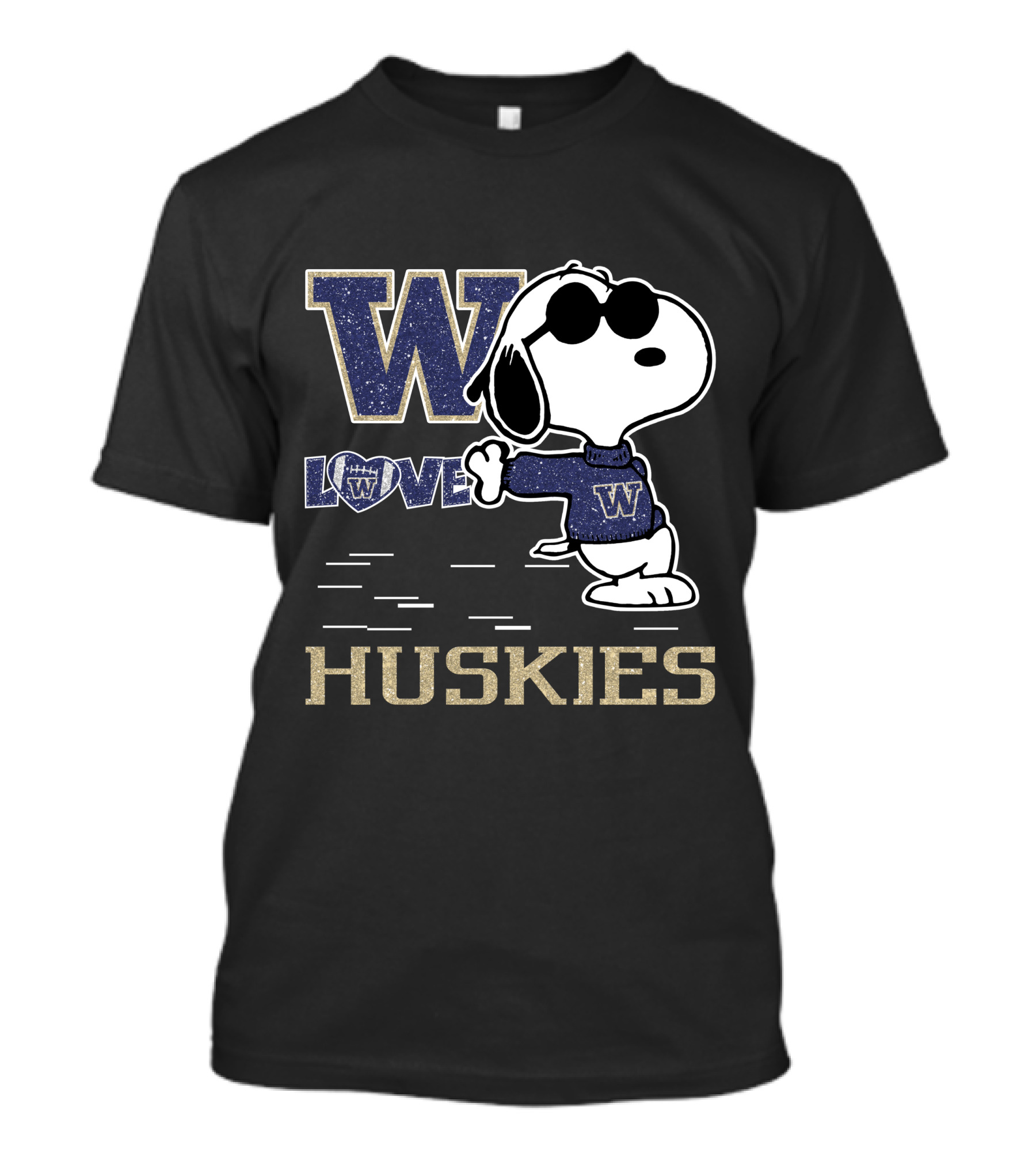 Snoopy Loves Washington Huskies Football With W T-Shirt