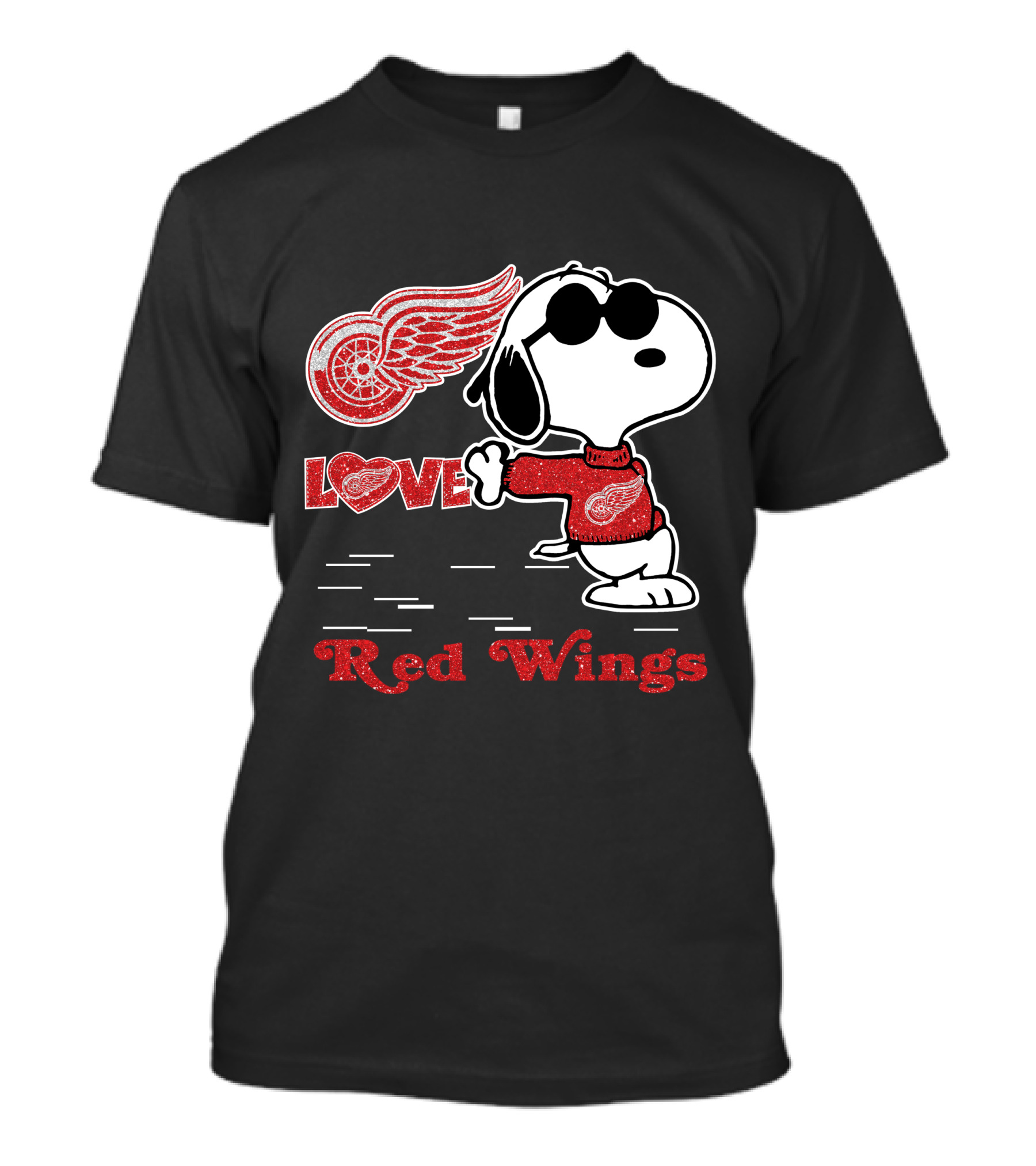 Snoopy Love Detroit Red Wings Peanuts Hockey Fan T-Shirt