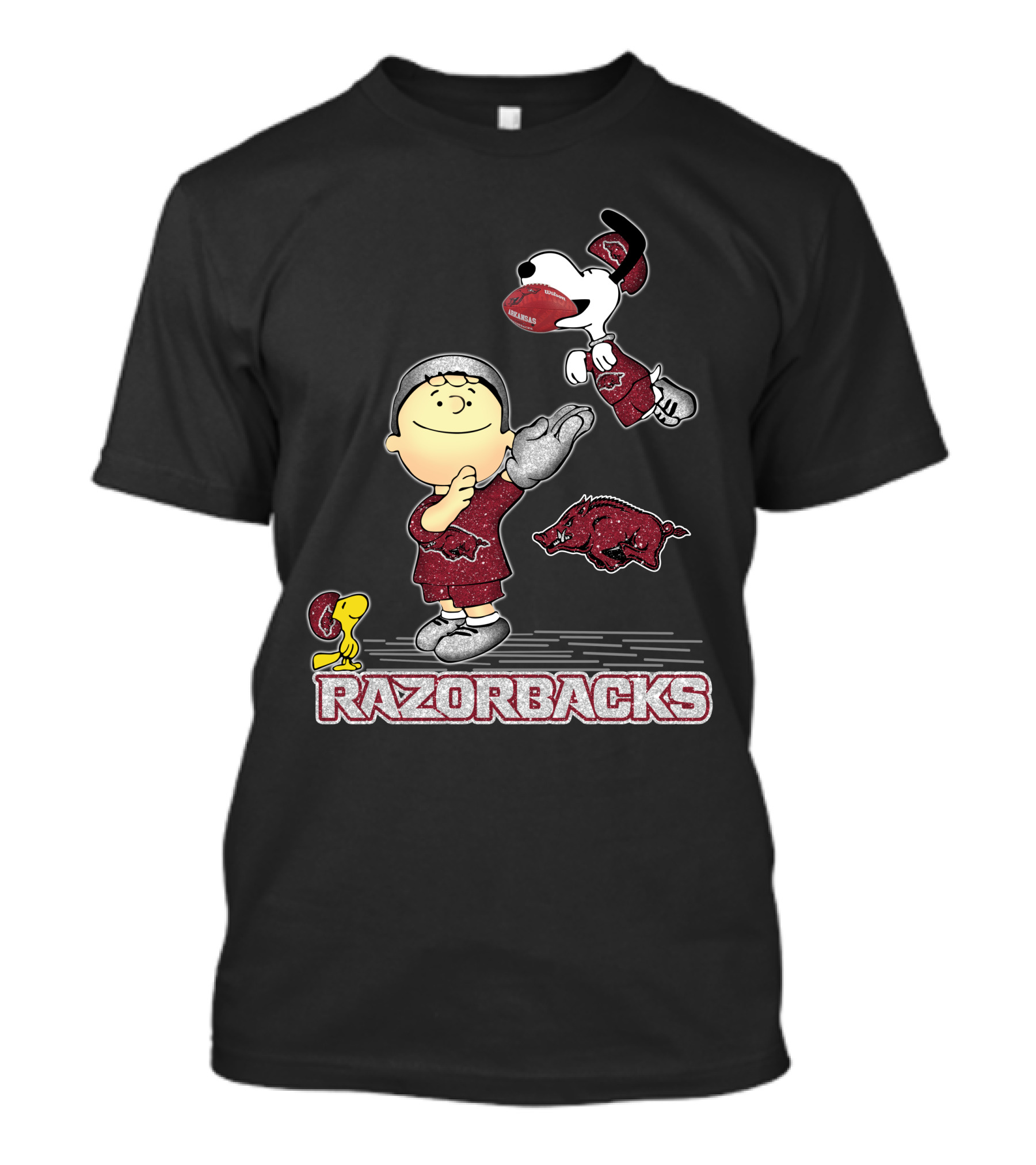 Snoopy And Friends Celebrating Arkansas Razorbacks Football T-Shirt