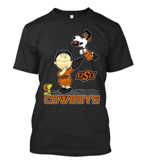 Snoopy OSU Oklahoma State Cowboys Football Charlie Brown Woodstock T-Shirt