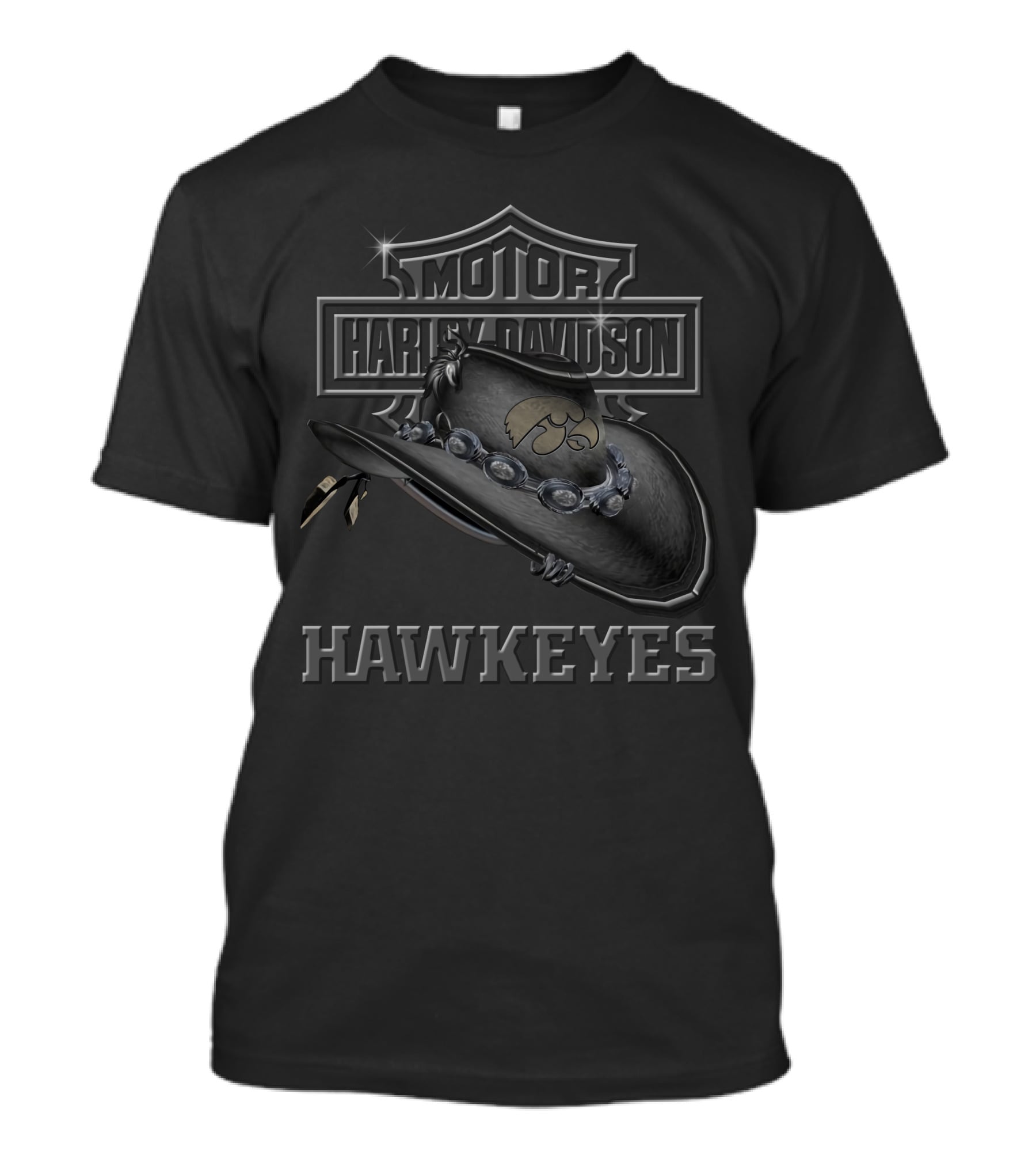 Motor Harley Davidson Iowa Hawkeyes Cowboy Hat T-Shirt