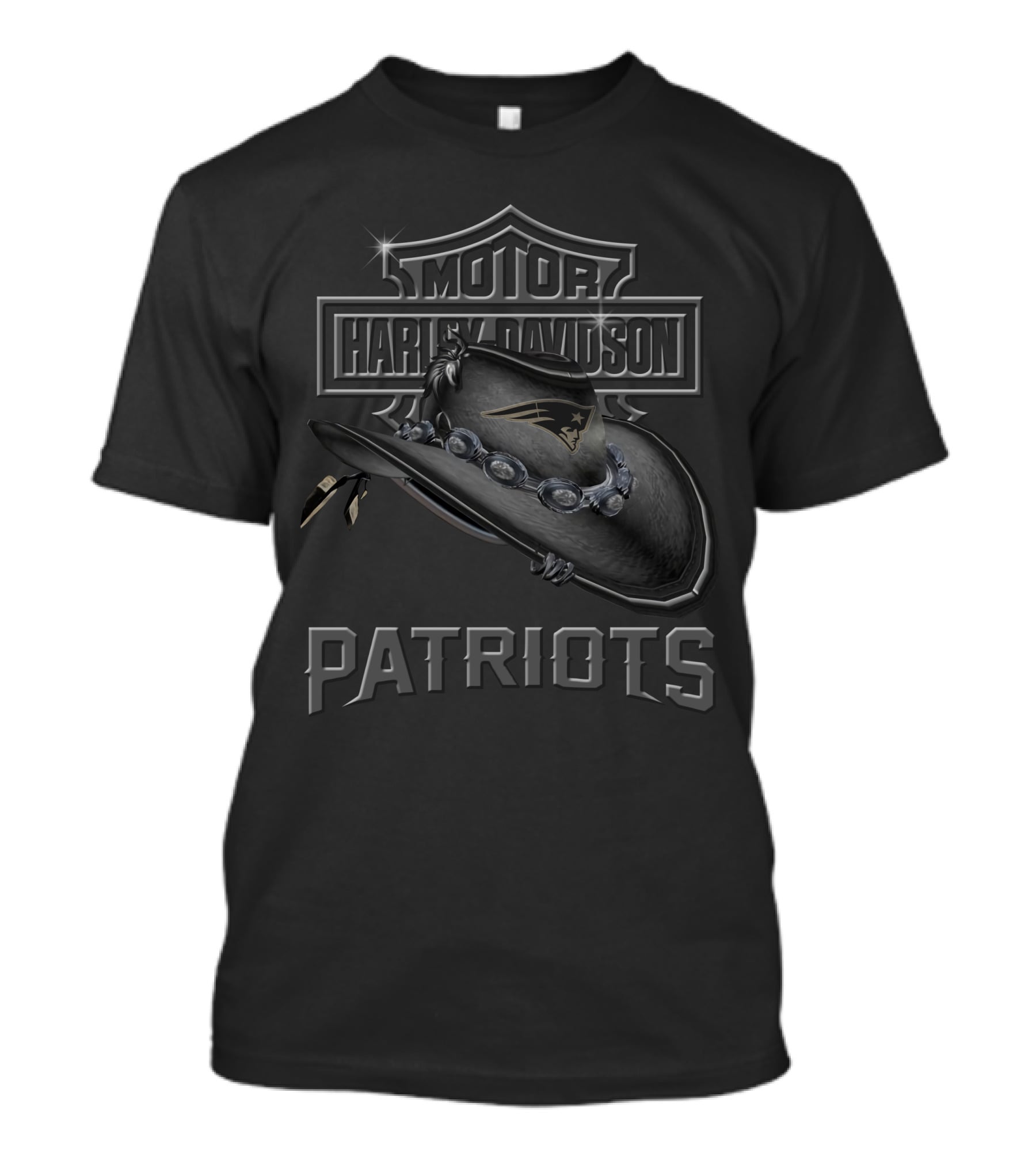 Motor Harley Davidson New England Patriots Cowboy Hat T-Shirt
