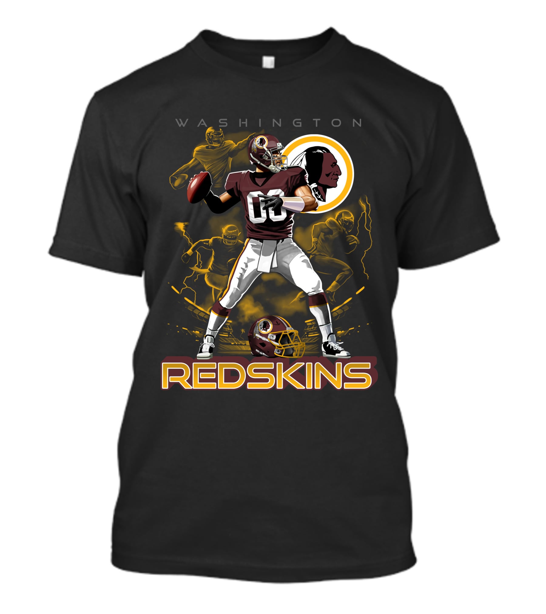 Washington Redskins Football Player With Team Logo And Helmet T-Shirt